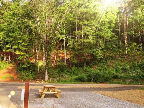 Gravel site with picnic table