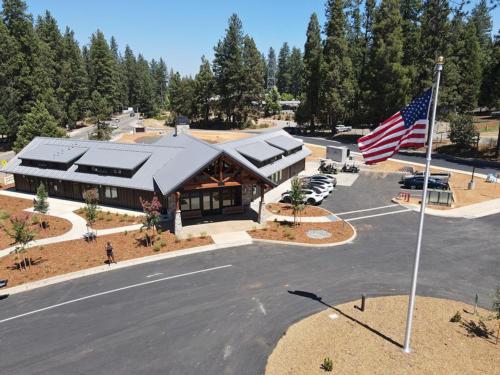 Aerial view of front office at GRASS VALLEY RV RESORT