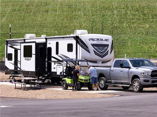 A travel trailer at a site