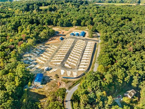 Aerial view of sites and grounds at Blue Springs RV Park