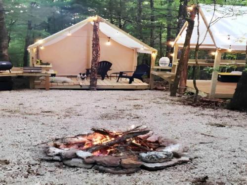 View of a tent rental at Cedar Ridge South Fork River