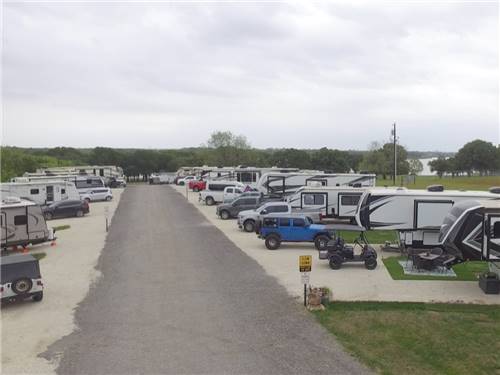 A road leading to RV sites at Waterfront Hideaway Ranch
