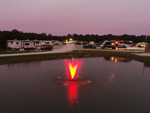 Water feature at night Dogwood Family Campground