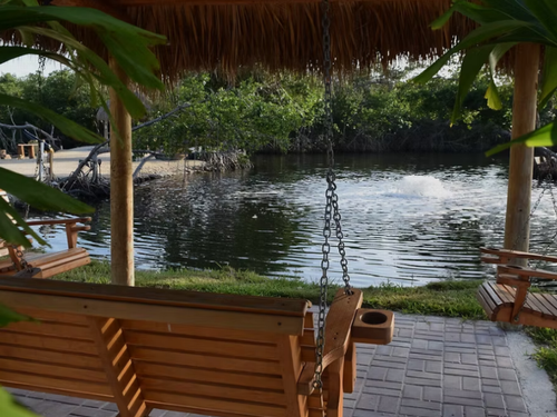 Porch swing looking over the water