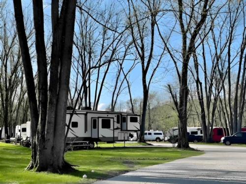 Parked Trailer's at site Rivers Edge RV Park & Campground
