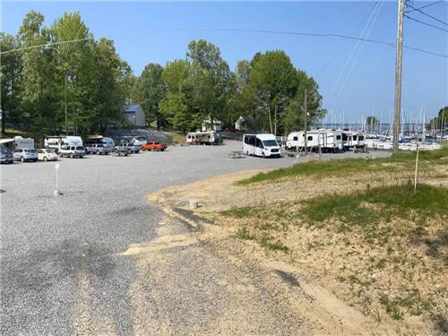 RV sites near a boat dock and marina
