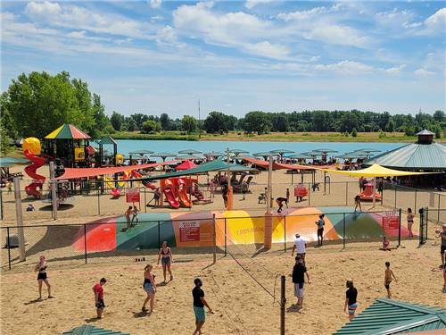 People enjoying beach activities