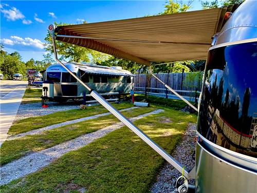 Close up of one grassy RV sites