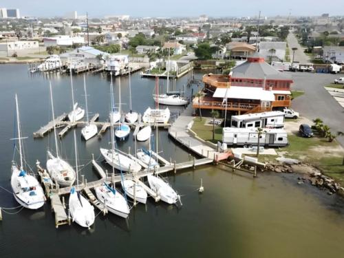 Boats docked at site Galveston RV Resort & Marina