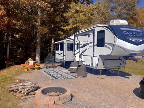 Fire pit at site Foxfire of Murphy RV Park