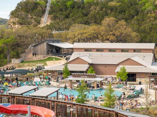 Pool area at site Camp Fimfo Texas Hill Country