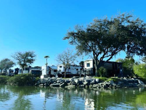 Parked RV's at site 	Indian Mound Fish Camp