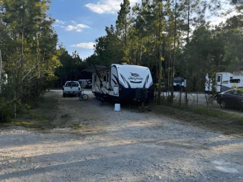 Parked trailer at site Natures Trace Park