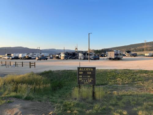 Parked RV's at site Windy Waters at Alcova