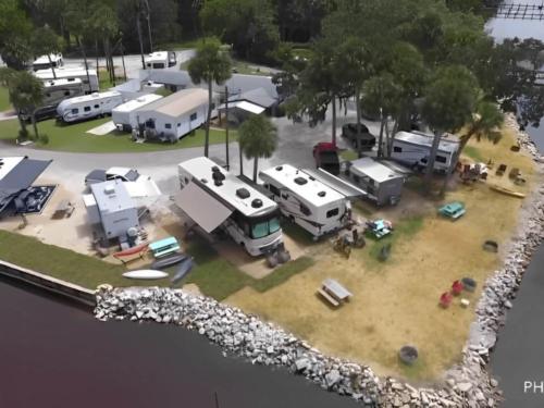 Parked RV's at site Pine Island RV and Marina