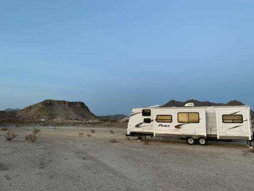 Parked RV at Around the Bend RV Park