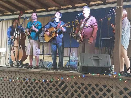 Entertainers singing on stage