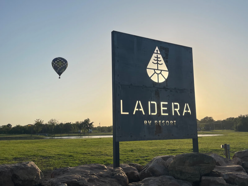 Welcome sign at Ladera RV Resort