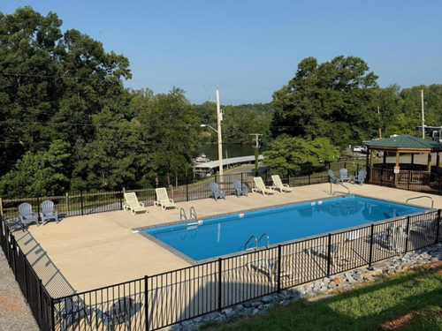 Pool area at Halesford Harbour Resort