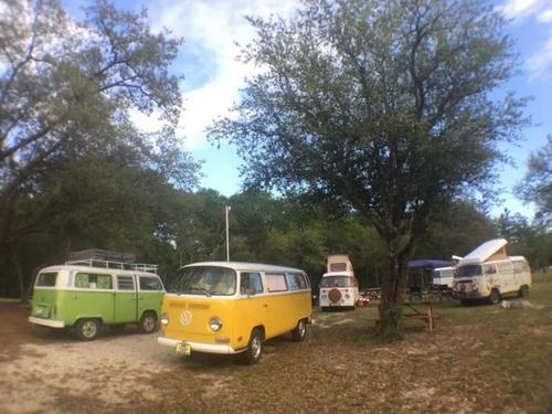 Parked wagon's at site Ohoopee River Campground