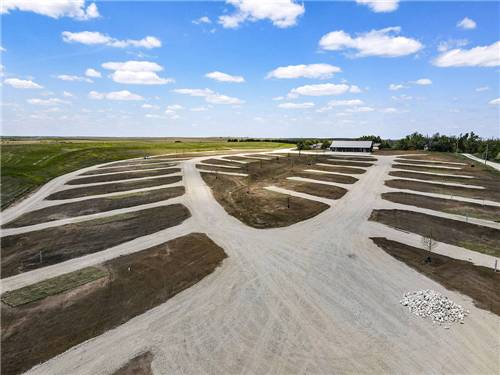 Aerial view of empty RV lots