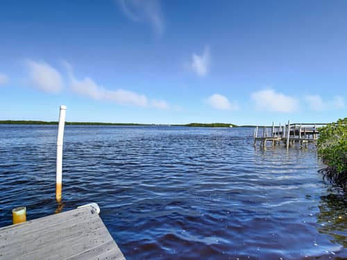 Boat docks on the water