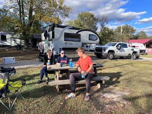 Family at picnic table