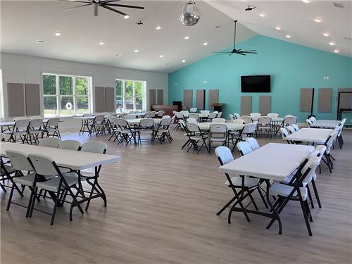 Inside the large clubhouse