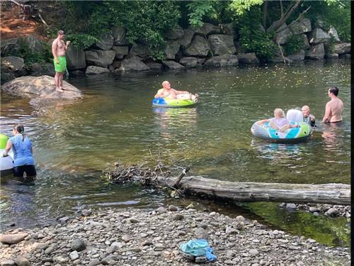People floating on inner tubes