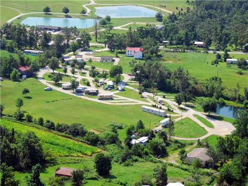 Aerial view over campground at SINGING HILLS RV PARK