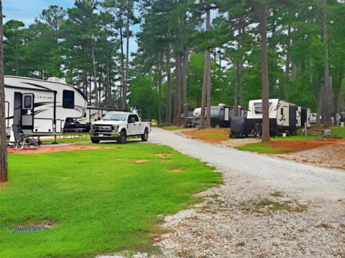 Parked trailers at site Spacious Skies Peach Haven