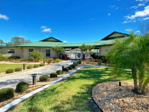Walkway by the office Red Oaks Sun RV Communities