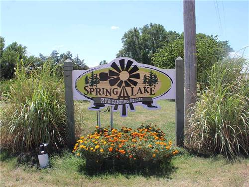 The front entrance sign at SPRING LAKE RV RESORT