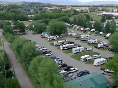 Aerial view of the RV sites at Osen's RV Park