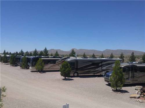 A row of gravel RV sites at CEDAR COVE RV PARK