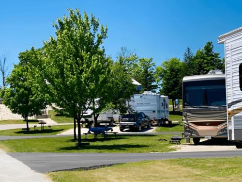 RV's parked at site Beantown Campground