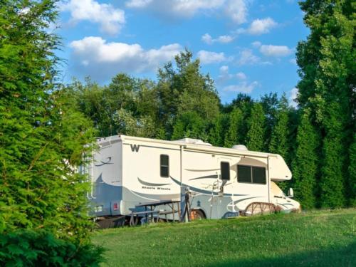 Parked RV at site Lakeview RV Resort