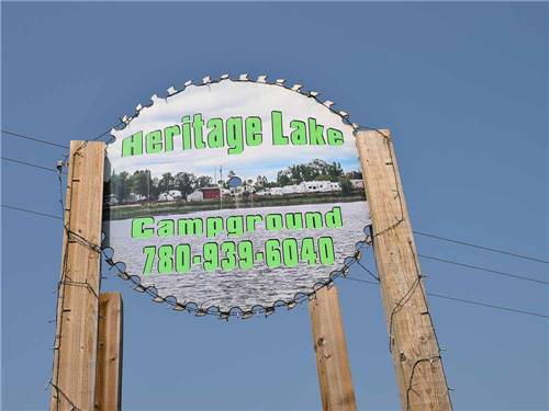 The front entrance sign at HERITAGE LAKE CAMPGROUND