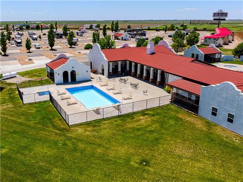 Aerial view of the pool at Oasis RV Resort