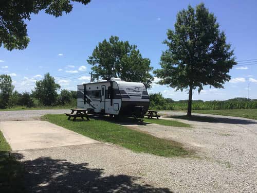 A row of pull thru RV sites