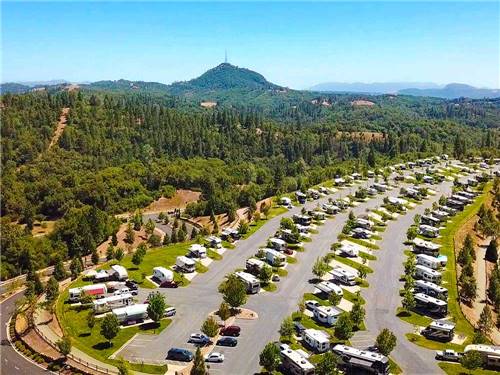 Aerial view of RVs camped at park at JACKSON RANCHERIA RV PARK