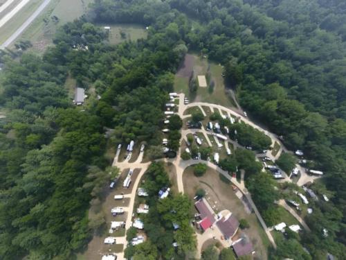 Overhead view at site Hidden Meadows RV Park
