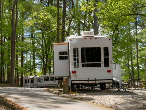 Parked RV's at site Bobby Brown