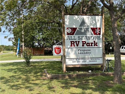 The front entrance sign at ALL SEASONS RV PARK