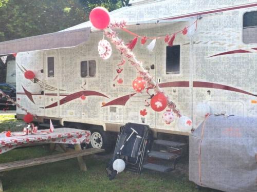 Parked trailer at site Willow Lake Campground & RV Park