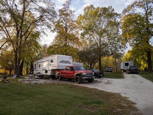 Parked trailer's at site Timberline Campground