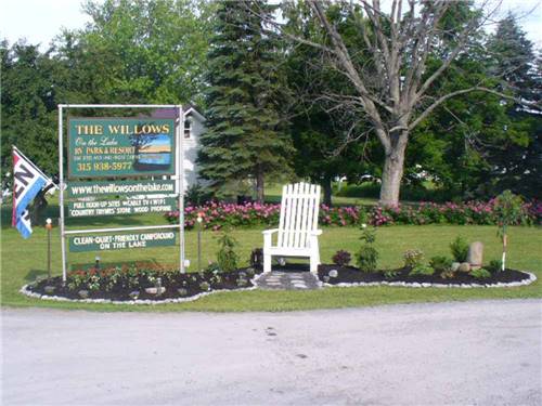 The front entrance sign at THE "WILLOWS" ON THE LAKE RV PARK & RESORT