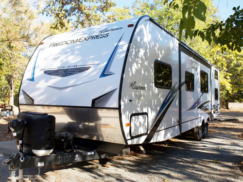 White camper at Antlers Resort & RV Park