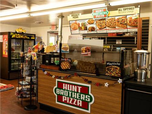 A Hunts Brothers Pizza stand