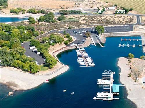 Aerial view of the campground and marina at LAKE ROOSEVELT NRA/KELLER FERRY CAMPGROUND
